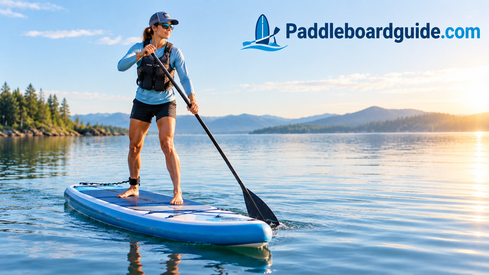 Paddler taking first standing stroke on calm water